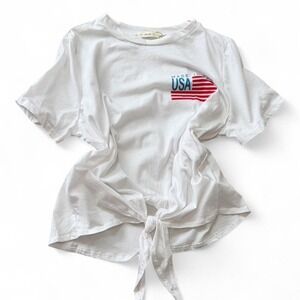 Made in USA Tie Front Tee, Women's Size M